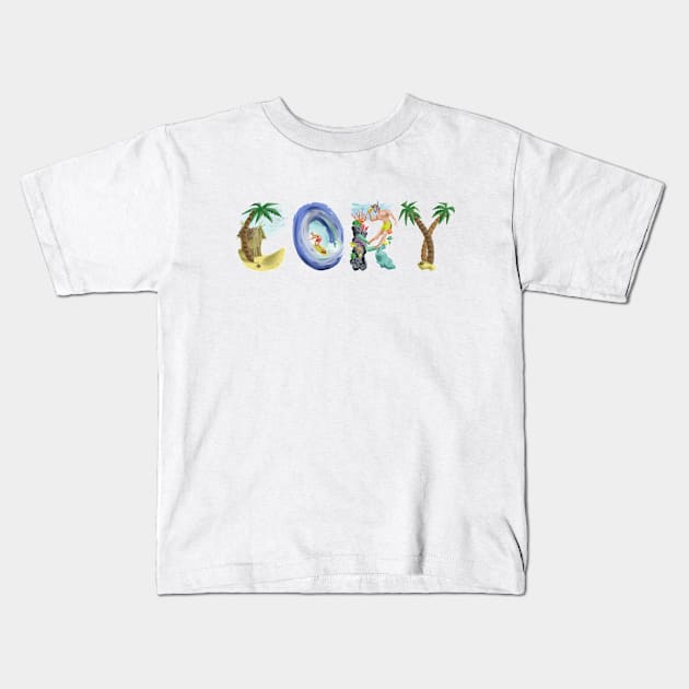 Cory Personalized Beach Art Kids T-Shirt by Reading With Kids